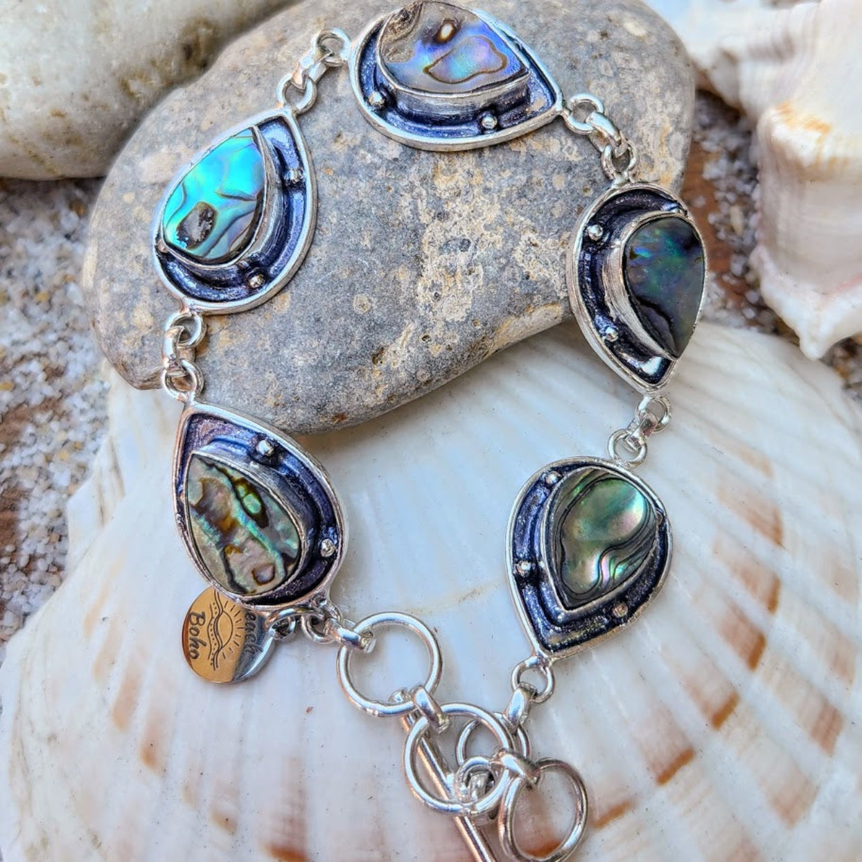 OCEAN TEAR DROPS - PAUA SHELL 925 BRACELET