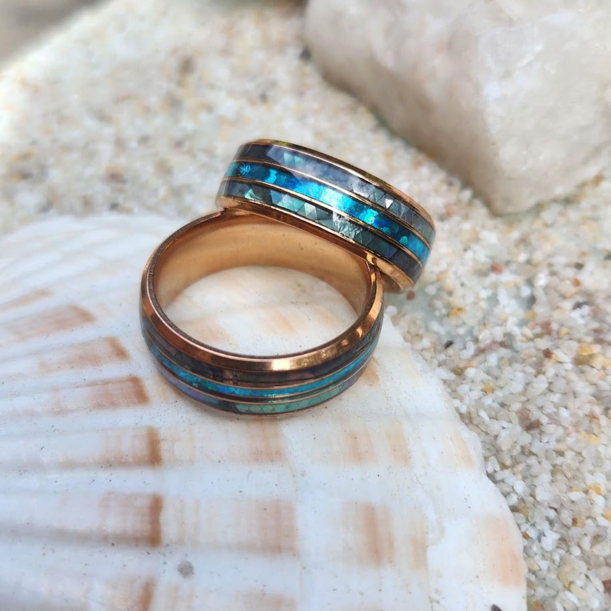 PAUA SHELL & OPAL INLAY WATERPROOF 18K GOLD MEN'S RING - Premium Rings from www.beachboho.com.au - Just $115! Shop now at www.beachboho.com.au