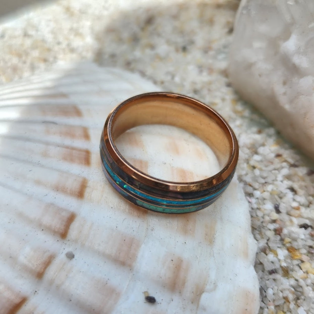 PAUA SHELL & OPAL INLAY WATERPROOF 18K GOLD MEN'S RING - Premium Rings from www.beachboho.com.au - Just $115! Shop now at www.beachboho.com.au