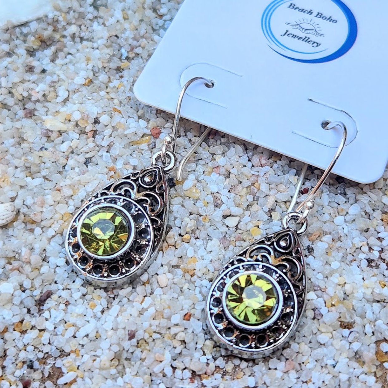 Green Turquoise with on sale Hill Tribe Pure Silver Earrings