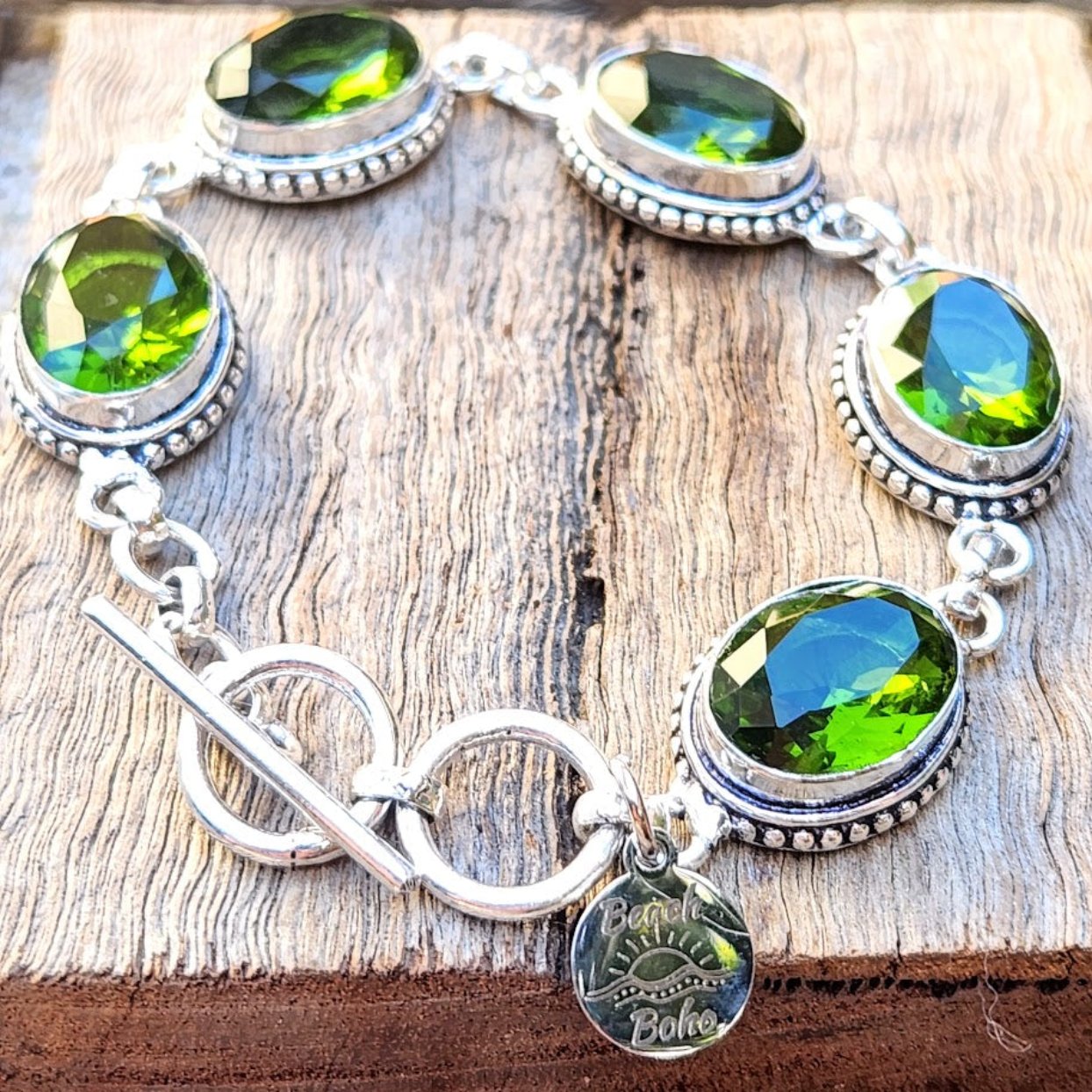 COMPASSION BRACELET - PERIDOT CRYSTAL 925 BRACELET