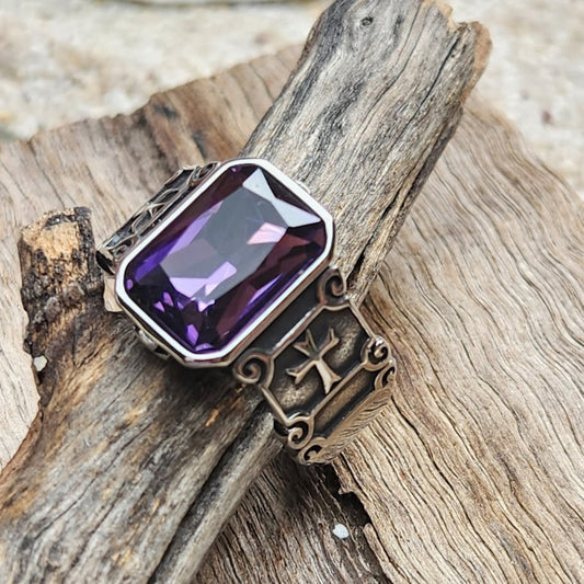 AMETHYST BELIEF  - AMETHYST CRYSTAL WATERPROOF SILVER RING