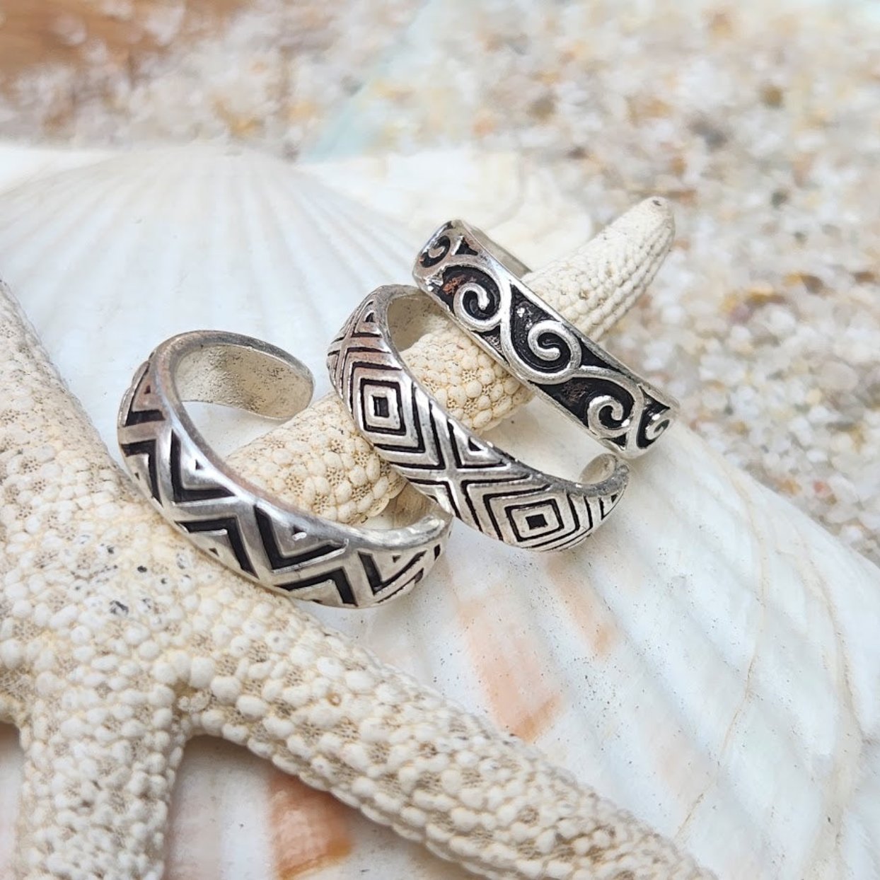 SET OF 3 BOHO TOE RING www.beachboho