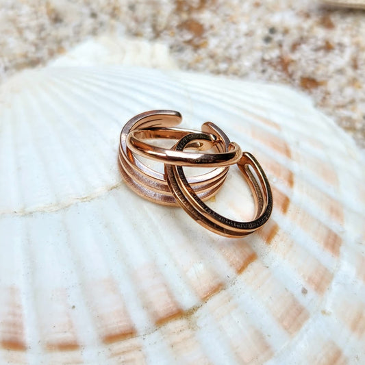 TOE RING SET  -  SET OF THREE ROSE GOLD WATERPROOF TOE RINGS