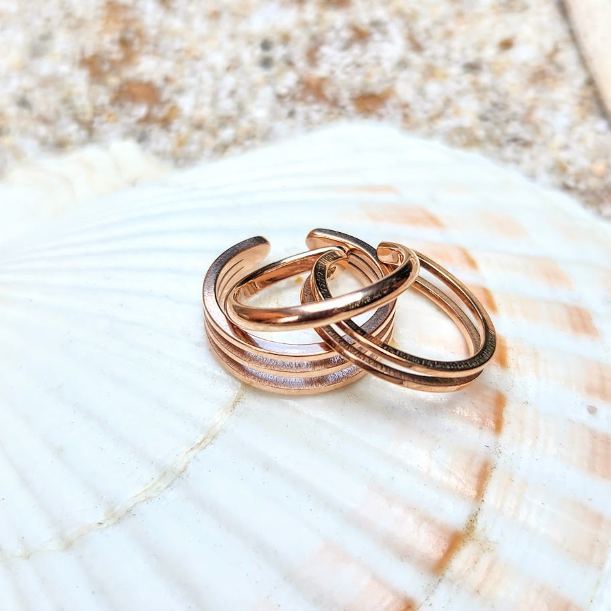 TOE RING SET  -  SET OF THREE ROSE GOLD WATERPROOF TOE RINGS