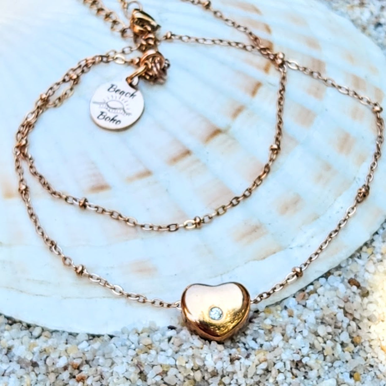 ROSE HEART  - CUBIC ZIRCONIA ROSE GOLD WATERPROOF NECKLACE