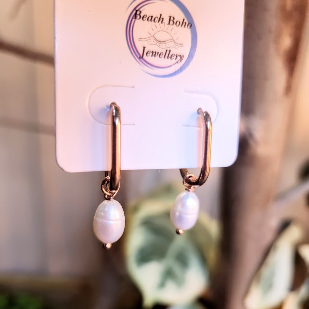 ROSE PEARLS - ROSE GOLD HOOP-  WATERPROOF EARRINGS