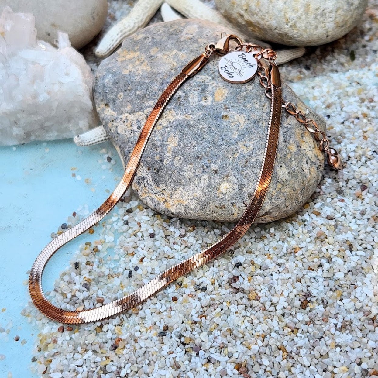 MEDUSA ROSE GOLD WATERPROOF SNAKE CHAIN ANKLET