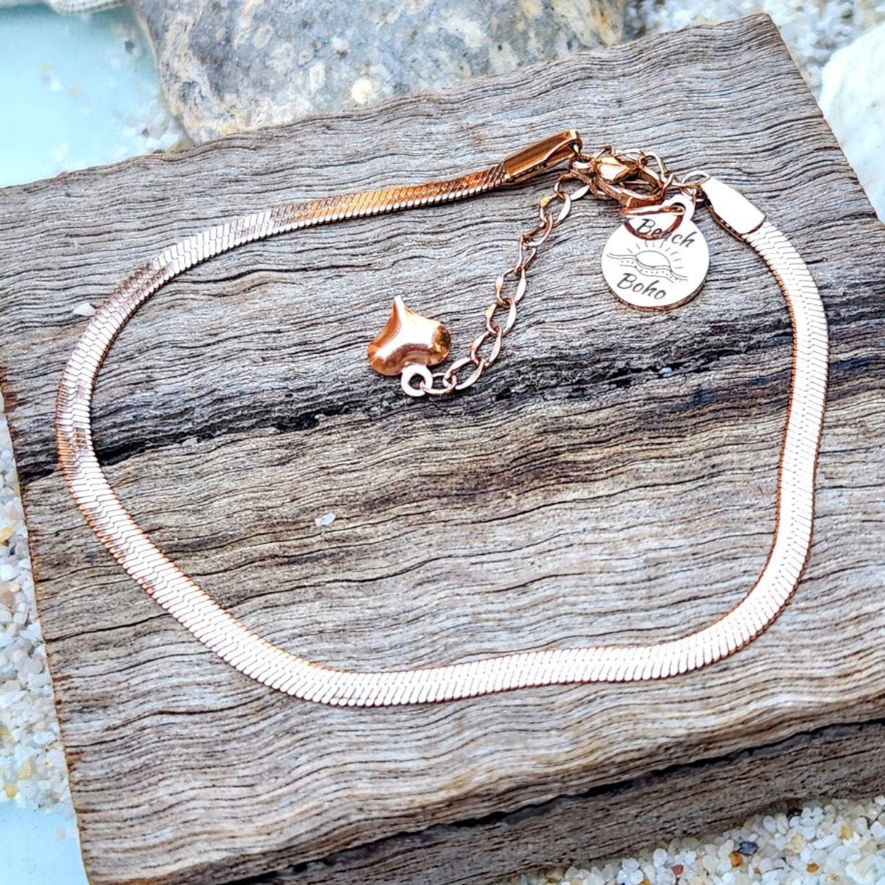 MEDUSA ROSE GOLD WATERPROOF SNAKE CHAIN ANKLET