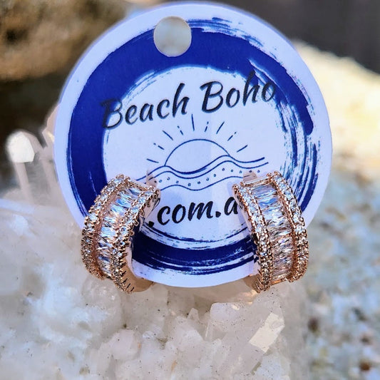 ROSE GOLD - CZ SMALL HOOPS - Premium earrings from www.beachboho.com.au - Just $40! Shop now at www.beachboho.com.au