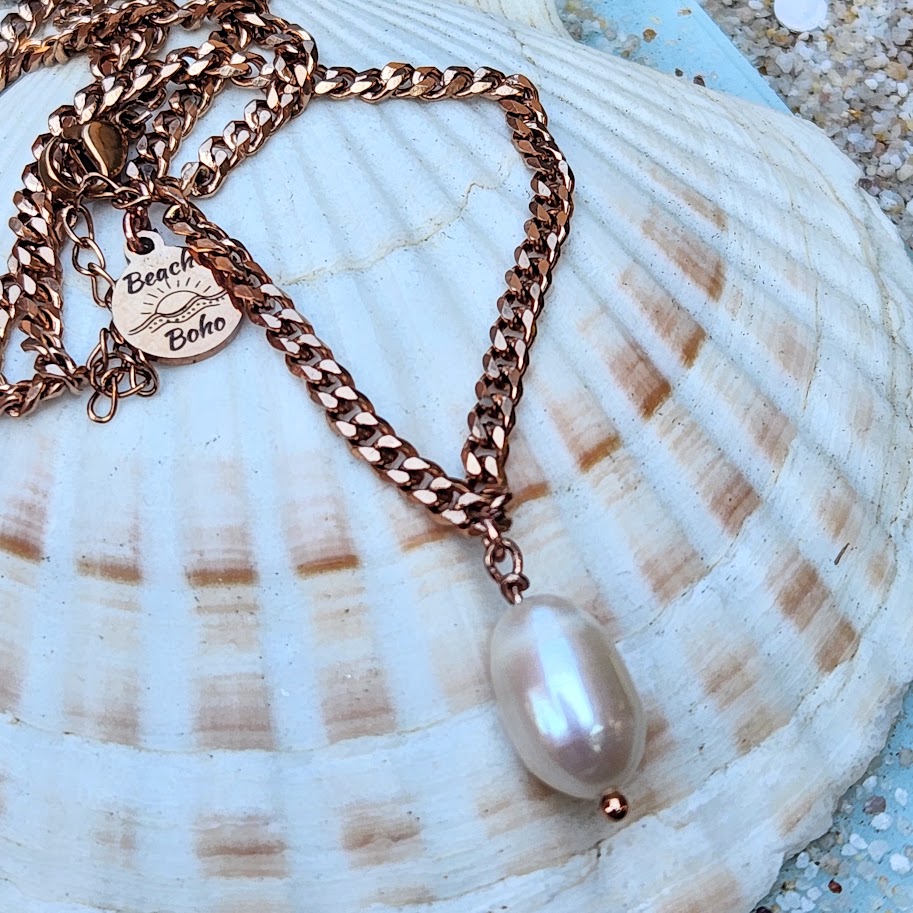 ROSE PEARL WATERPROOF ROSE GOLD NECKLACE