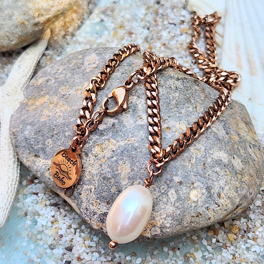 ROSE PEARL WATERPROOF ROSE GOLD NECKLACE