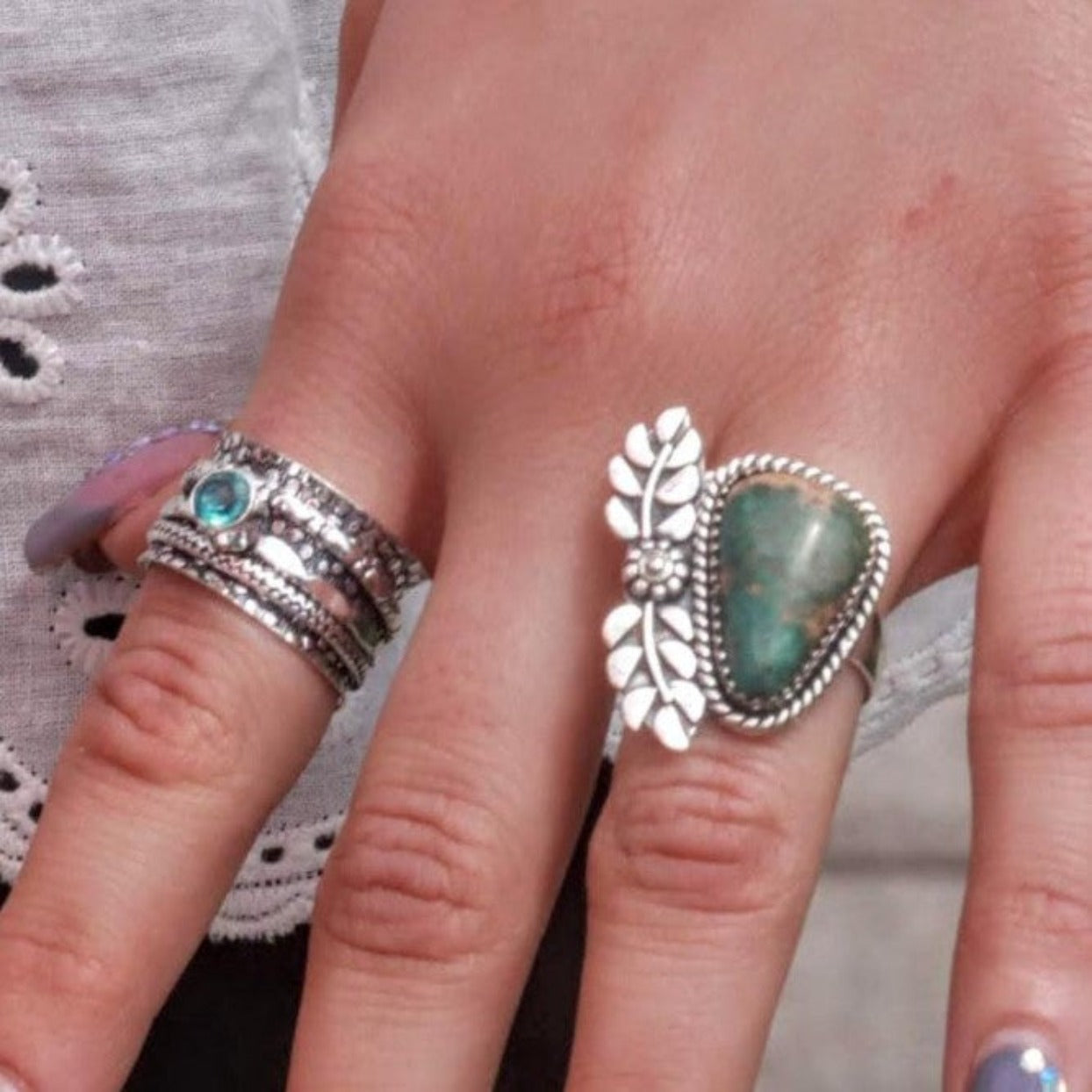 SPECKLED LEAVES - ARTISAN TURQUOISE 925 RING - Premium Rings from www.beachboho.com.au - Just $95! Shop now at www.beachboho.com.au