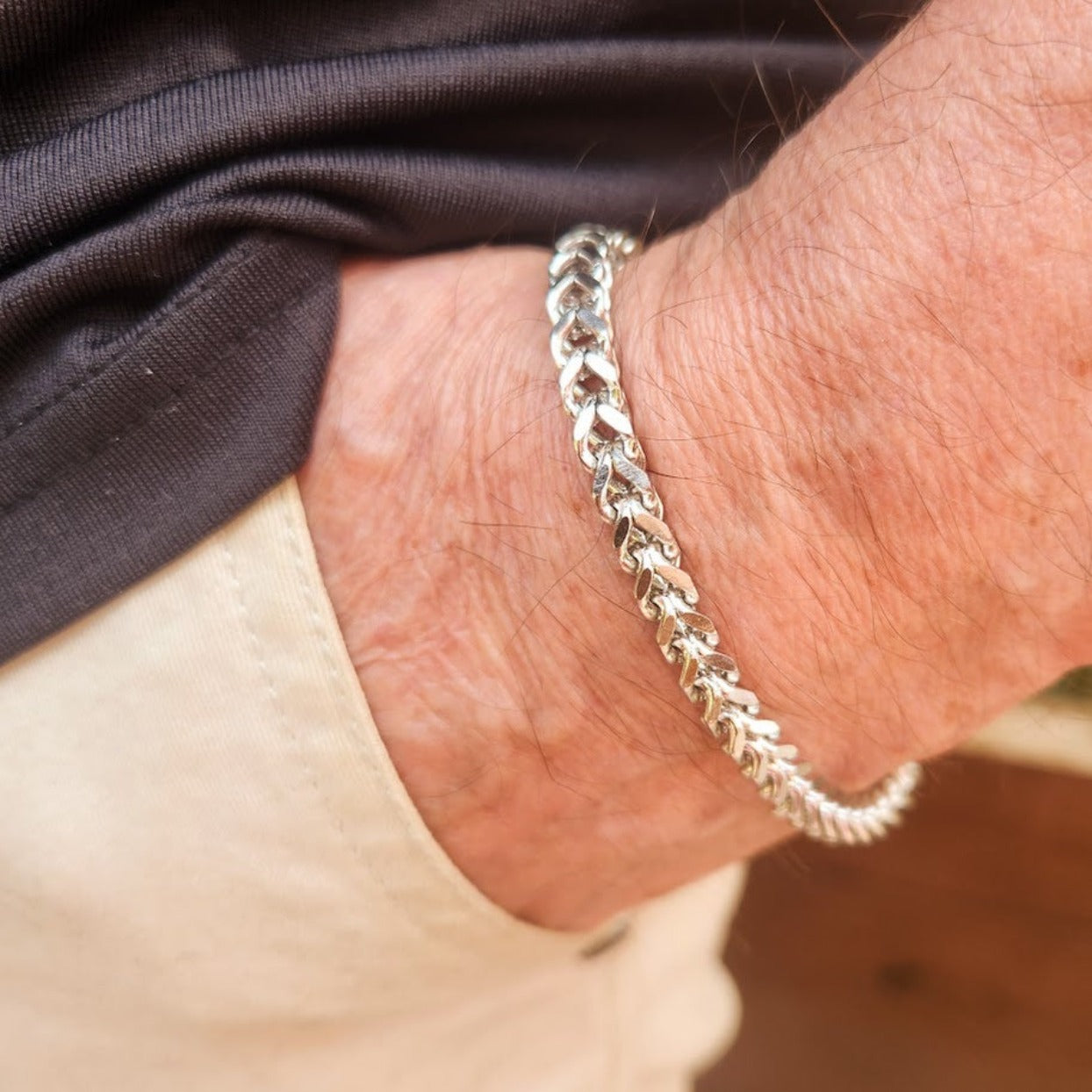 MEN'S SILVER DOUBLE CURB WATERPROOF BRACELET - Premium MEN'S BRACELETS from www.beachboho.com.au - Just $68! Shop now at www.beachboho.com.au