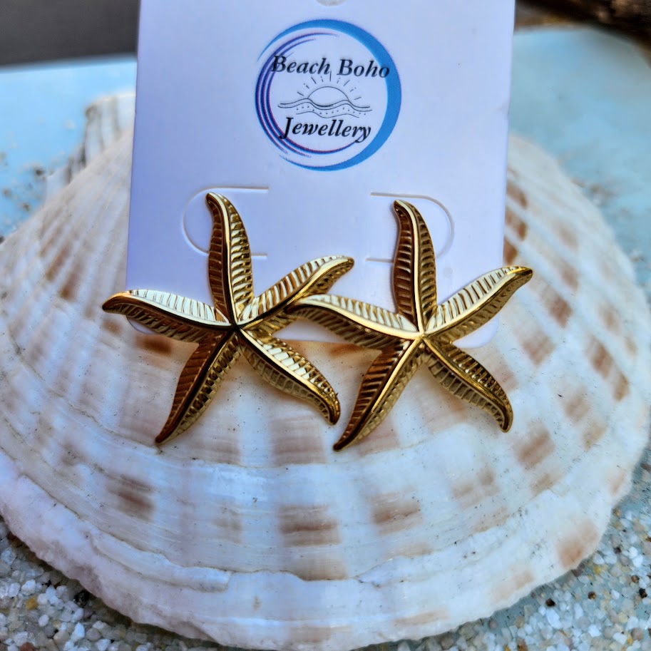 SEA STARS - STAR FISH  18K GOLD WATERPROOF STUD EARRINGS - Premium earrings from www.beachboho.com.au - Just $48! Shop now at www.beachboho.com.au