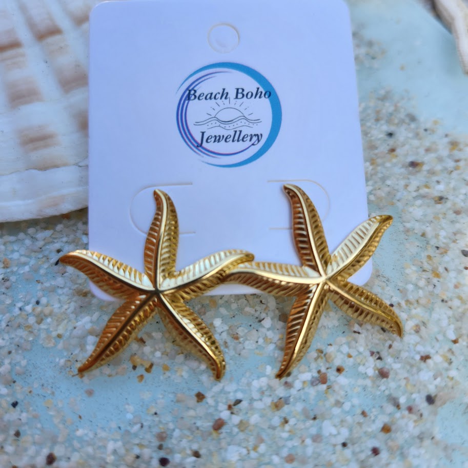 SEA STARS - STAR FISH  18K GOLD WATERPROOF STUD EARRINGS - Premium earrings from www.beachboho.com.au - Just $48! Shop now at www.beachboho.com.au