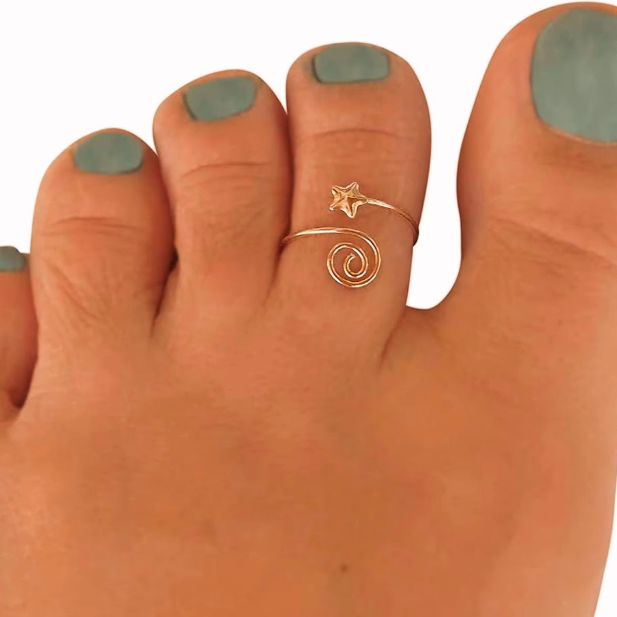 STAR & SWIRL - 925 STERLING SILVER TOE RING