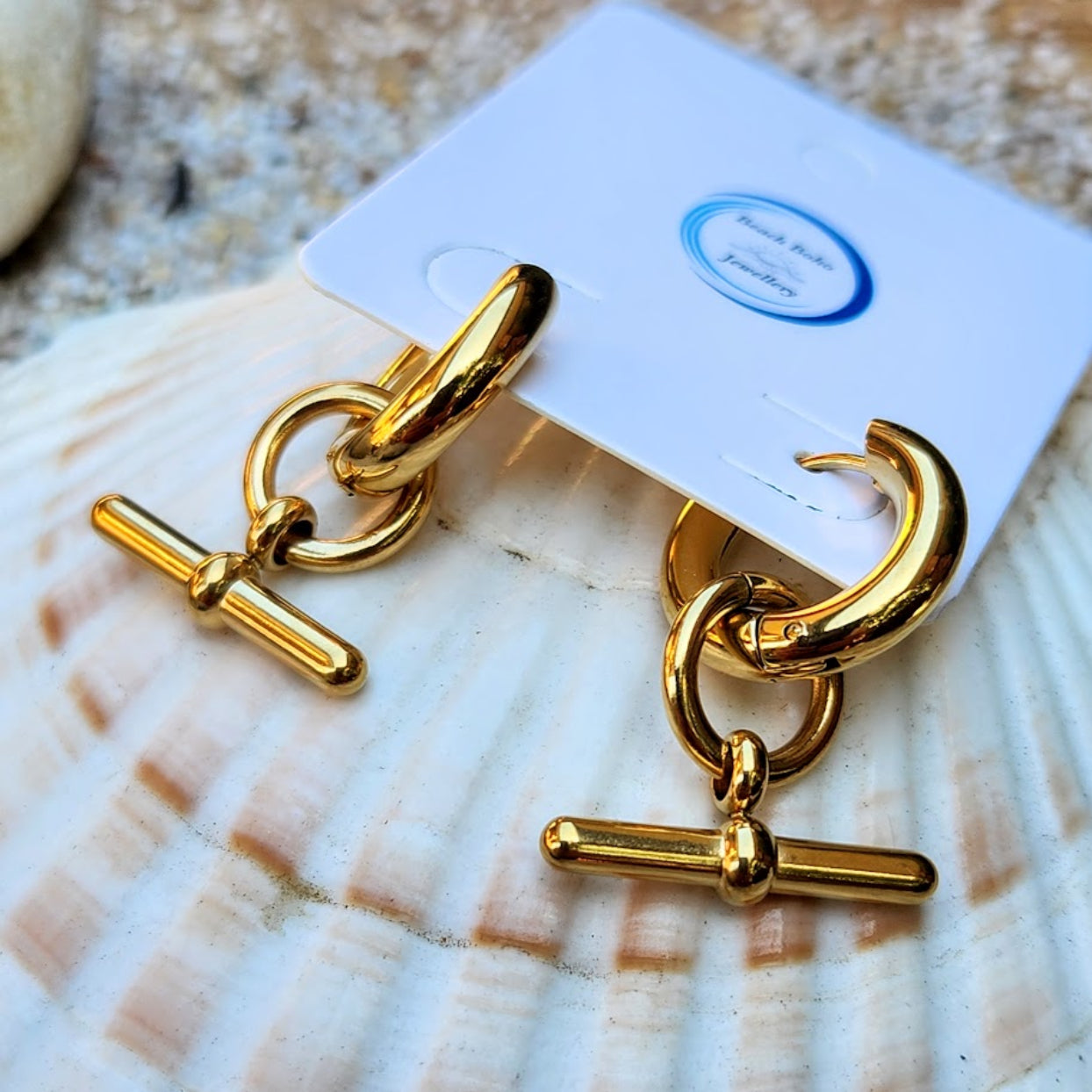 T-BAR - 18K GOLD  WATERPROOF EARRINGS