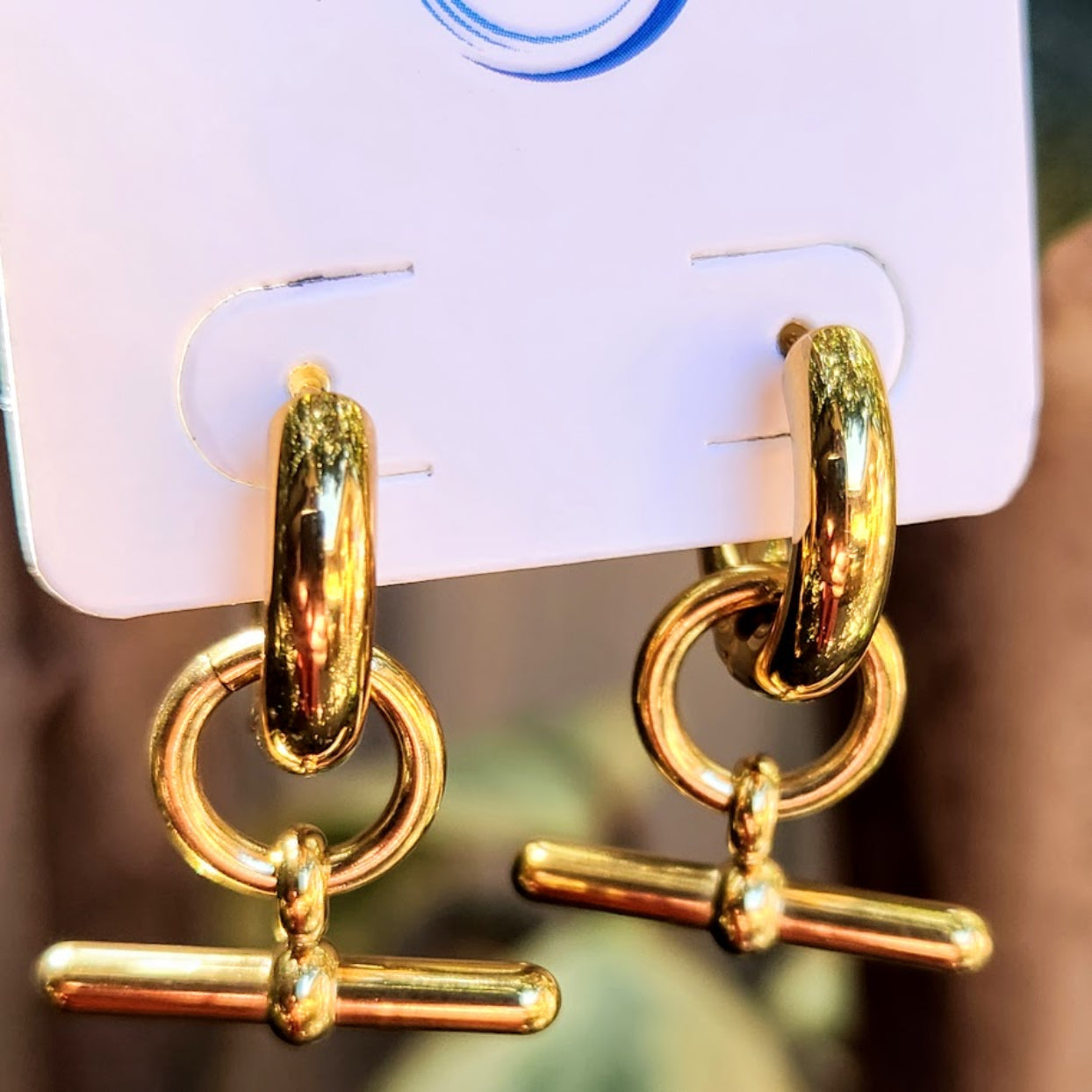 T-BAR - 18K GOLD  WATERPROOF EARRINGS