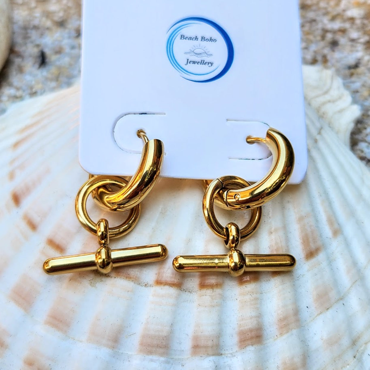 T-BAR - 18K GOLD  WATERPROOF EARRINGS