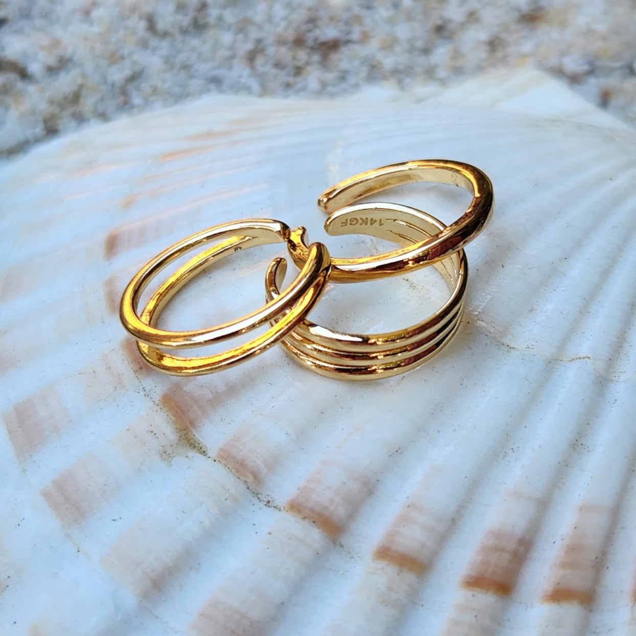 GOLD STACKS - 14K GOLD SET OF 3 WATERPROOF TOE RINGS