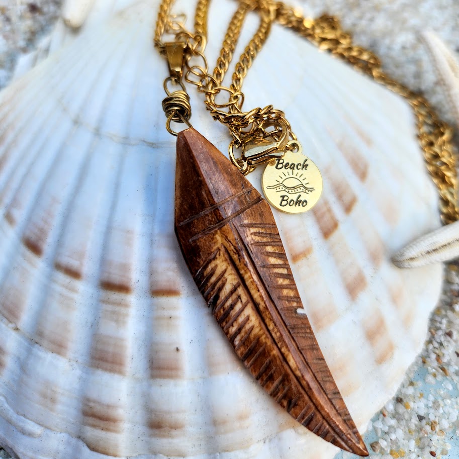 TRIBAL LEAF - 18K WATERPROOF MEN'S CHAIN NECKLACE - Premium necklaces from www.beachboho.com.au - Just $95! Shop now at www.beachboho.com.au