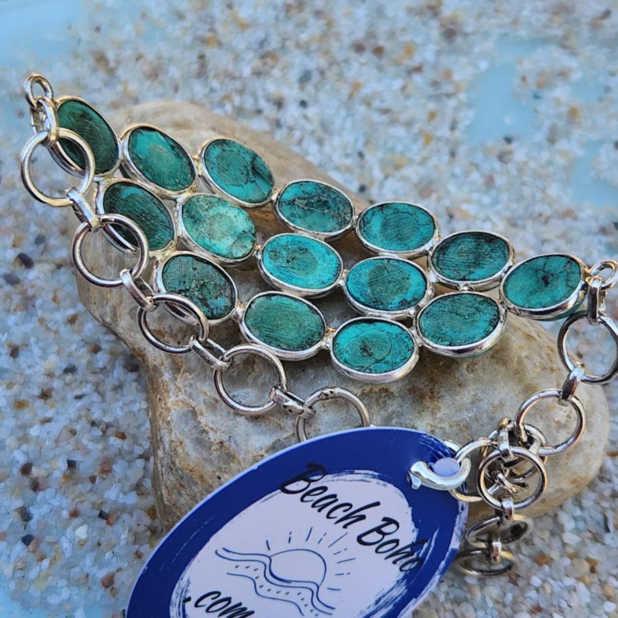 EARTHLY PLEASURES - TURQUOISE STERLING SILVER BRACELET - Premium Bracelets from www.beachboho.com.au - Just $145! Shop now at www.beachboho.com.au