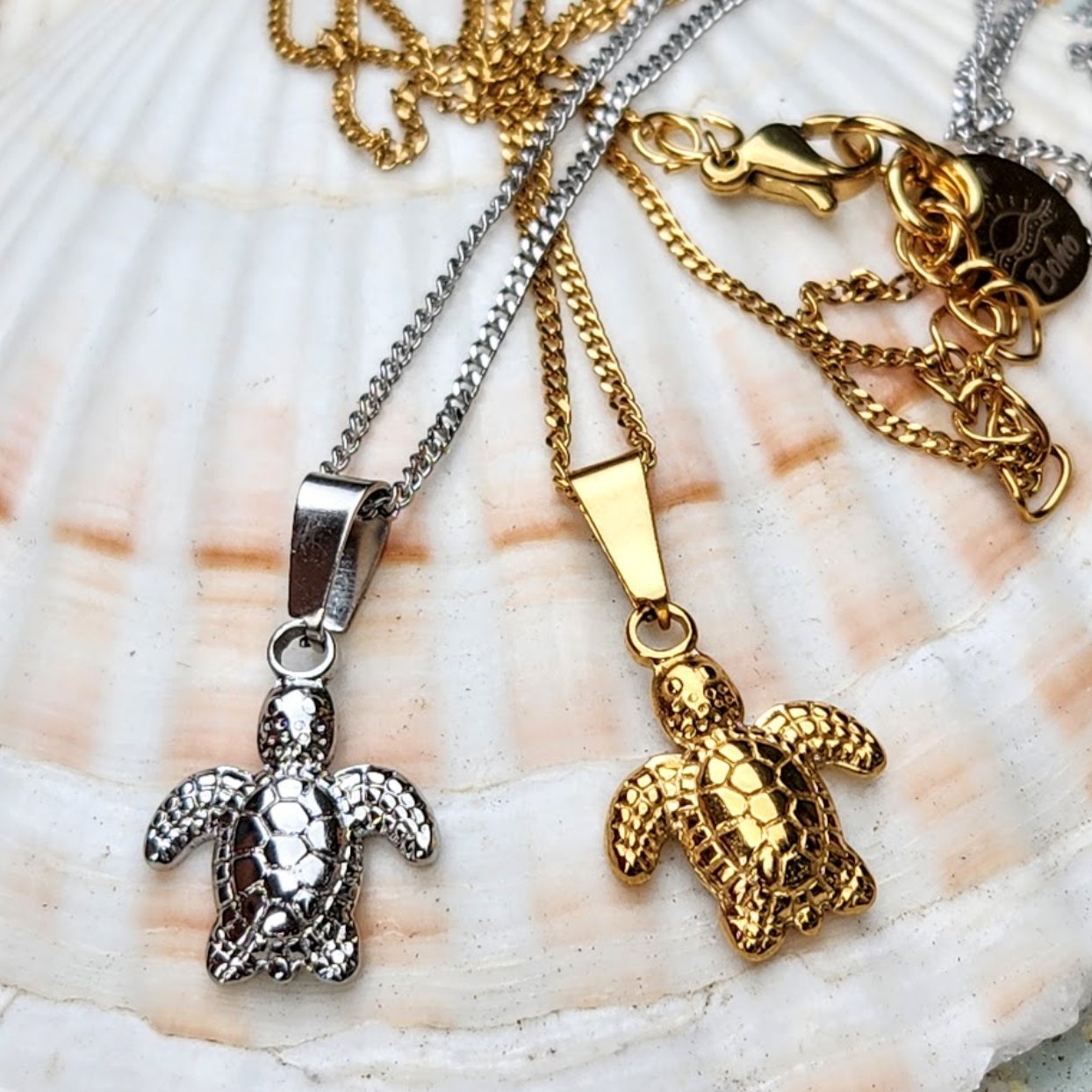 SWEET LITTLE TURTLES  - WATERPROOF 18K GOLD & SILVER WATERPROOF NECKLACES