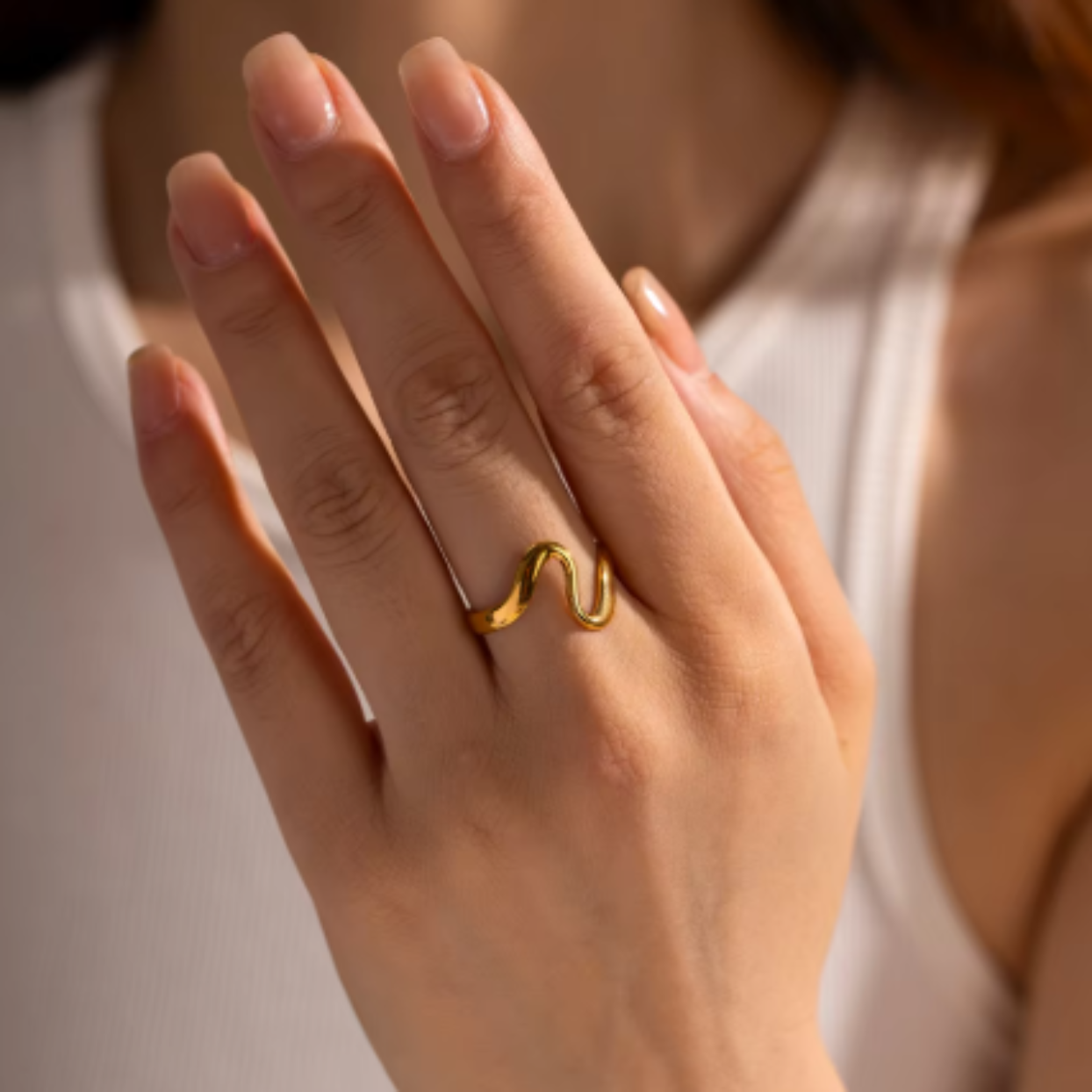 BEACH WAVES  - ADJUSTABLE WATERPROOF GOLD/ SILVER RING