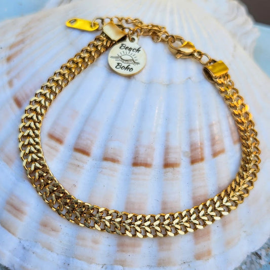 WEAVER 18K GOLD WATERPROOF CHAIN BRACELET - Premium Bracelets from www.beachboho.com.au - Just $65! Shop now at www.beachboho.com.au