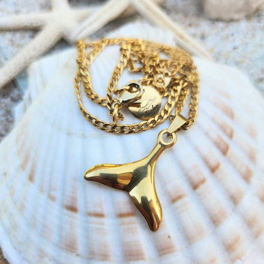 WHALE TAIL NECKLACE 18K GOLD - WATER PROOF NECKLACE - Premium necklaces from www.beachboho.com.au - Just $70! Shop now at www.beachboho.com.au