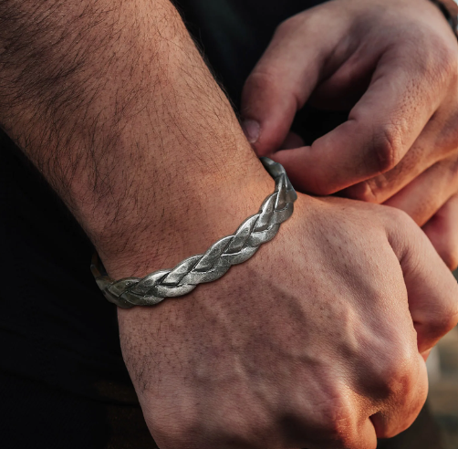 WOVEN SILVER MEN'S WATERPROOF CUFF - Premium Bracelets from www.beachboho.com.au - Just $55! Shop now at www.beachboho.com.au